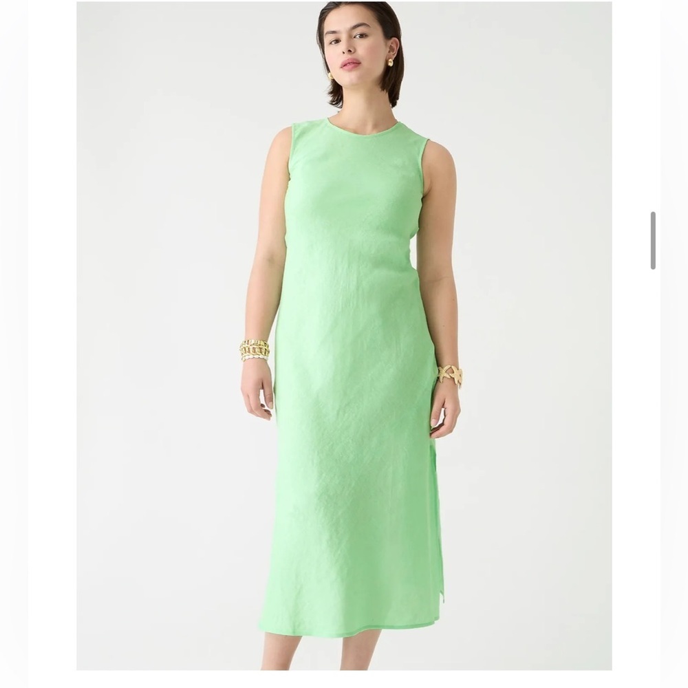 J. Crew Carolyn Linen Midi Dress Mint Light Green Size Medium